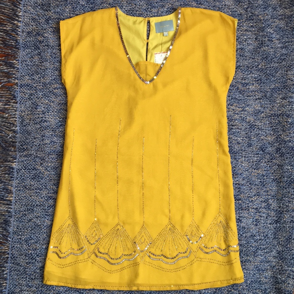 Mustard Yellow Sequin Detail Dress